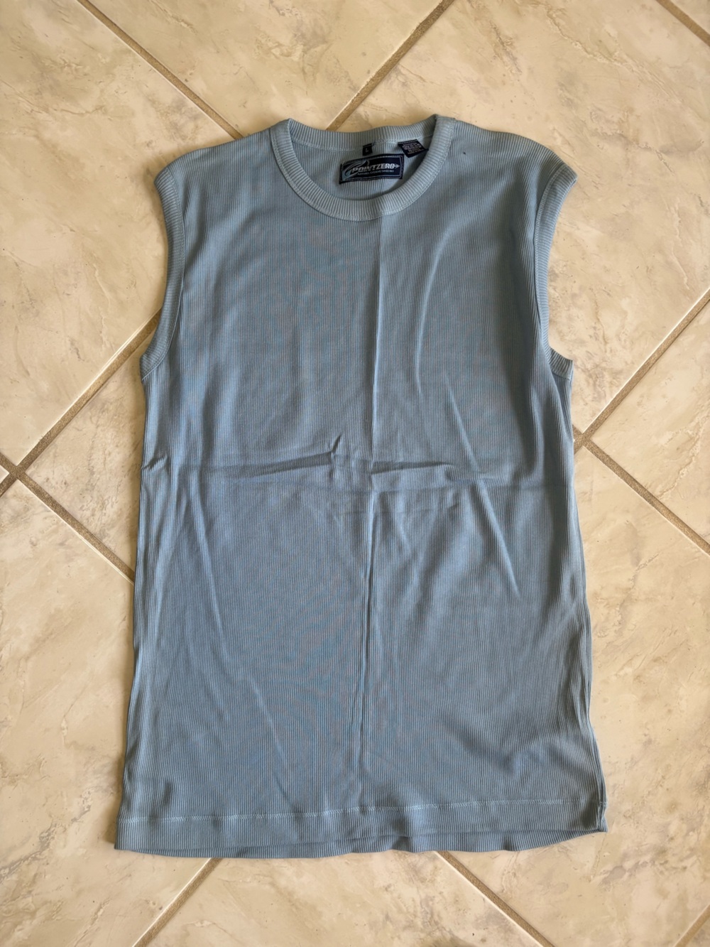 Point Zero Light Blue Sleeveless Ribbed Tank Top